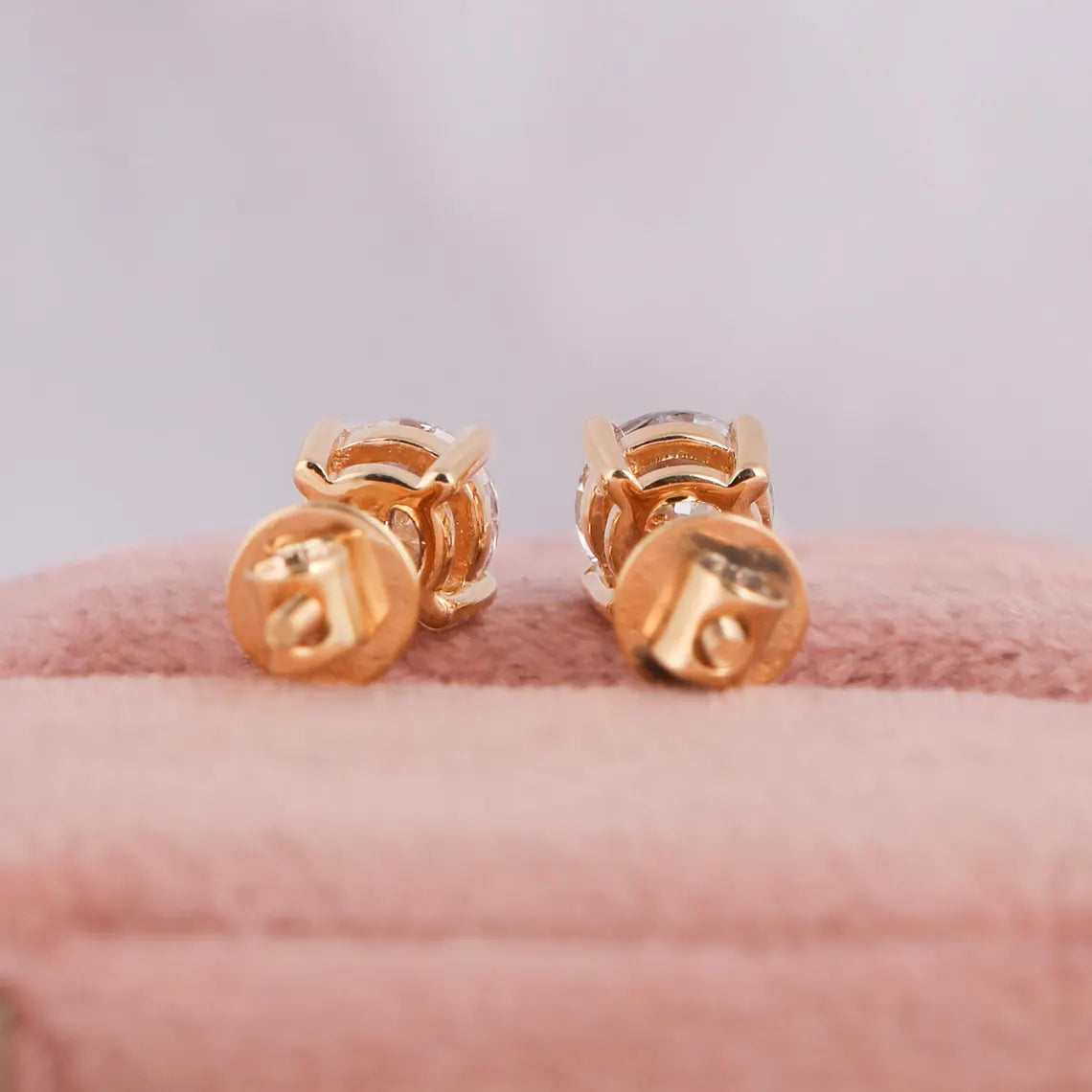 Round Cut Lab Grown Diamond Solitaire Stud Earrings