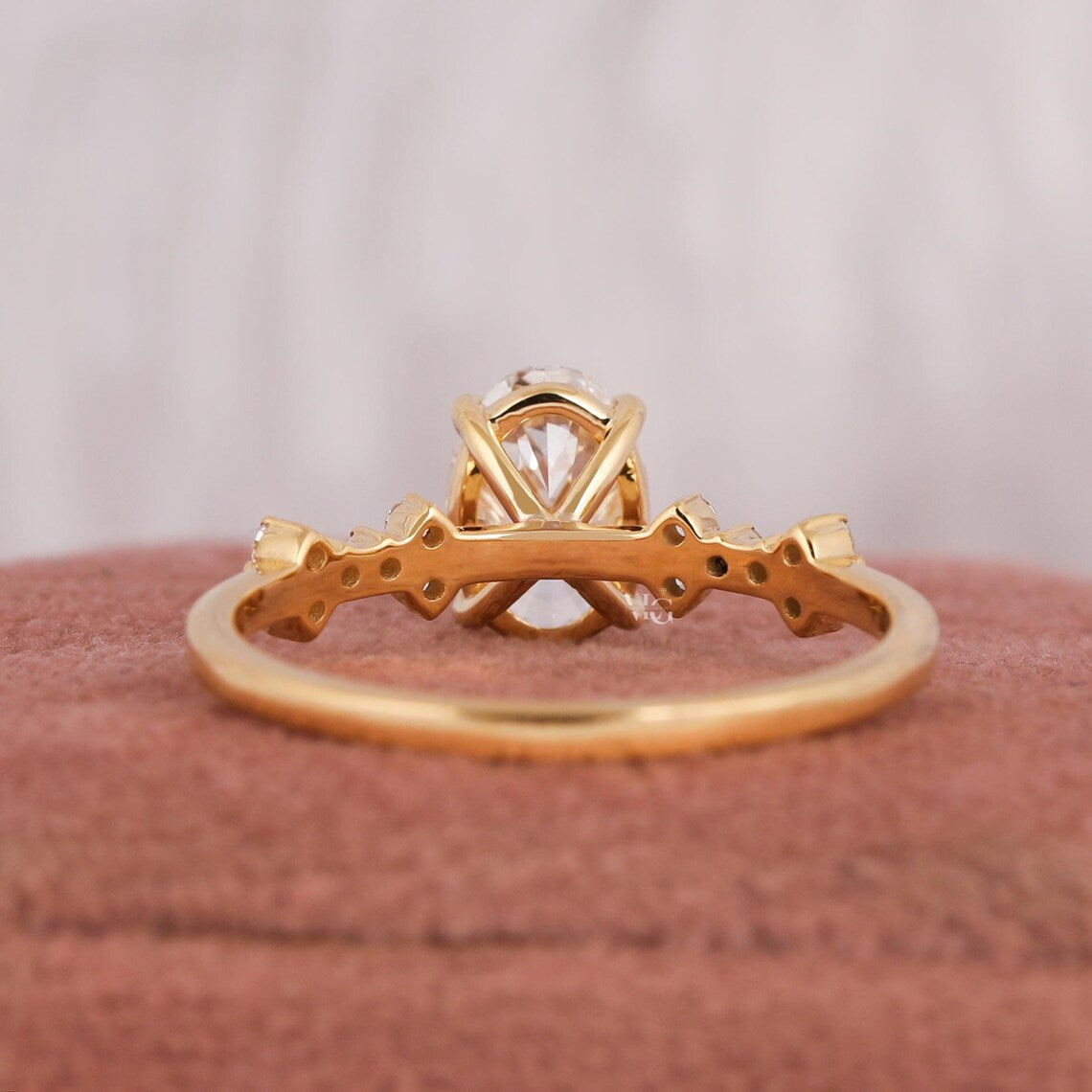 2.00 CT oval cluster style lab grown diamond engagement ring