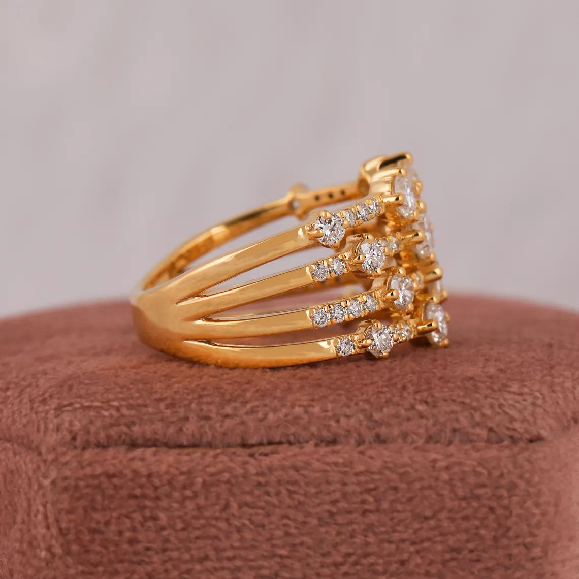 2.00 TCW Round Cut 4-Rows Lab Grown Diamond Wedding Ring