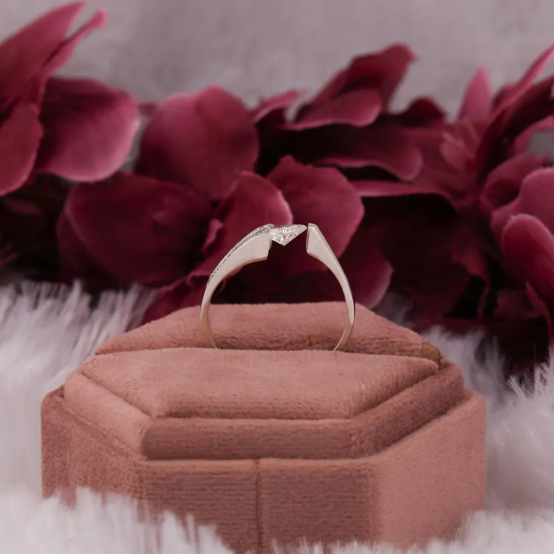 1.00 CT Trillion Cut Lab Diamond Solitaire Engagement Bride Ring