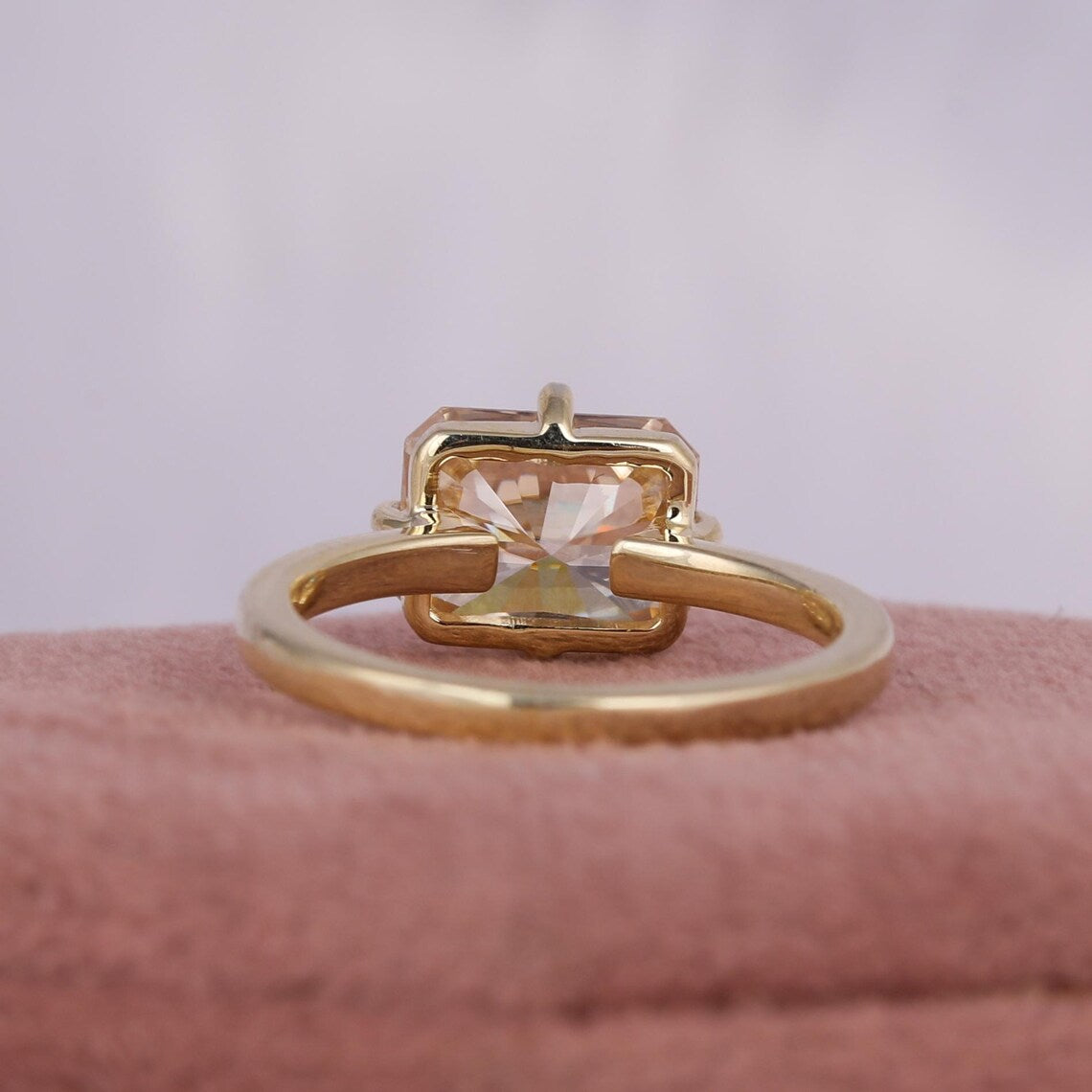 2.50 CT Yellow Radiant Diamond East West Set Solitaire Engagement Ring