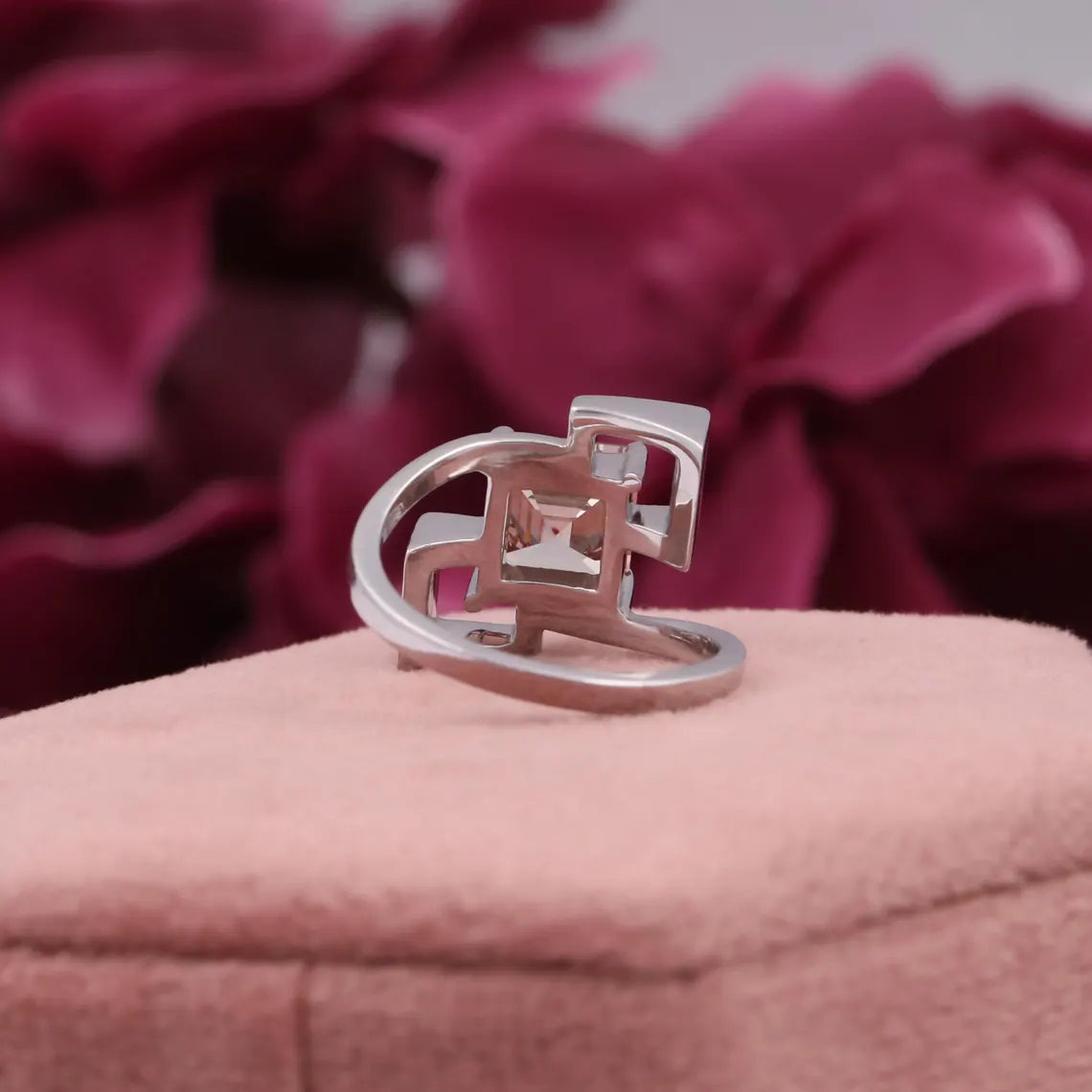 2.00 CT Bezel Set Asscher Cut Lab Grown Diamond Engagement Ring