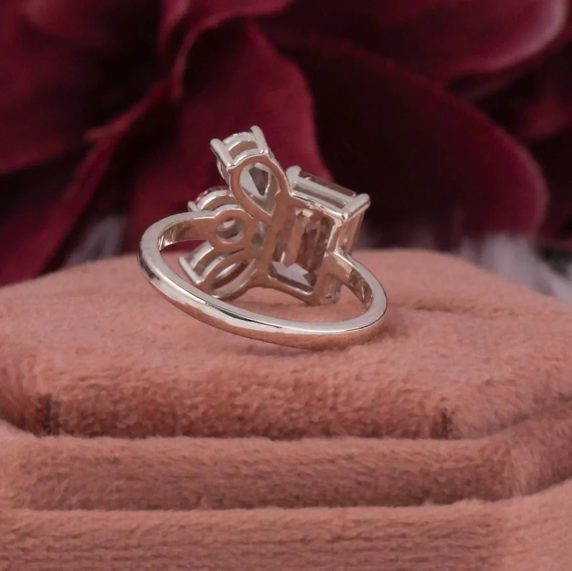 2.00 TCW Emerald Cut Lab Grown Diamond Cluster Engagement Ring