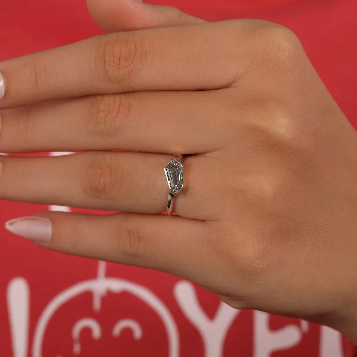 1.50 CT Coffin Cut Lab Grown Diamond Engagement Ring