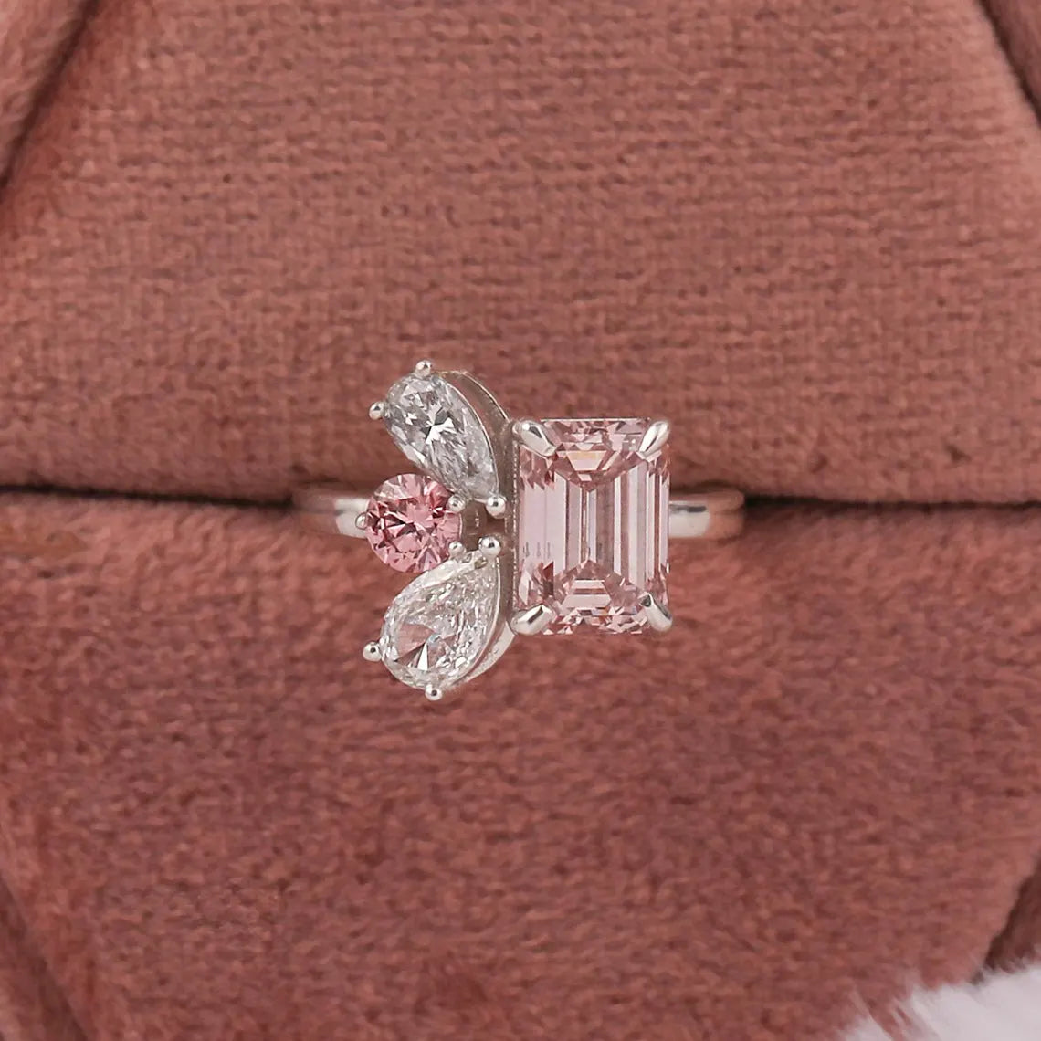 2.00 TCW Emerald Cut Lab Grown Diamond Cluster Engagement Ring