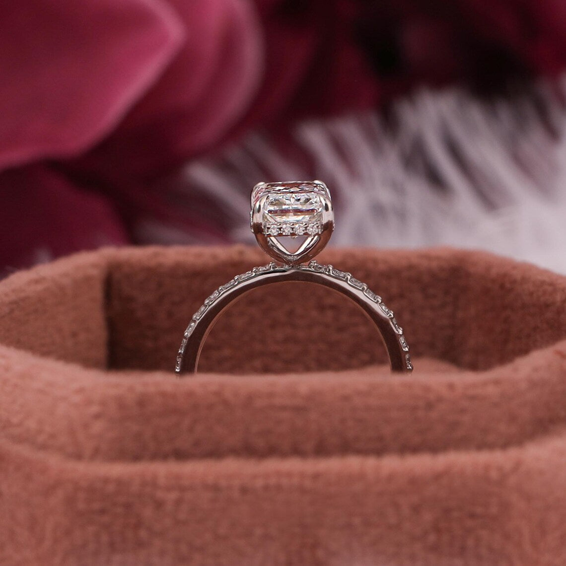 2.50 CT Radiant Lab Diamond Hidden Halo Engagement Ring