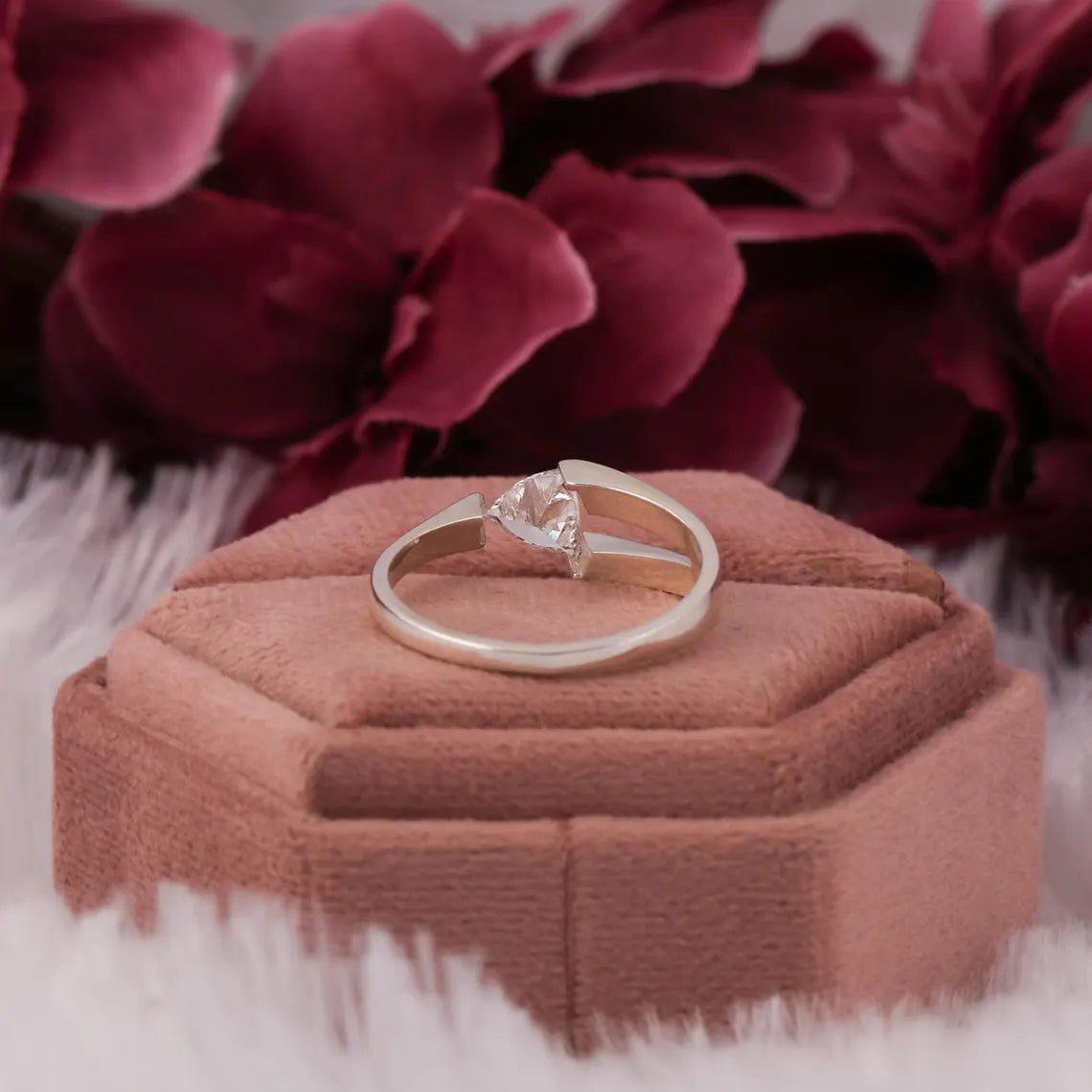 1.00 CT Trillion Cut Lab Diamond Solitaire Engagement Bride Ring