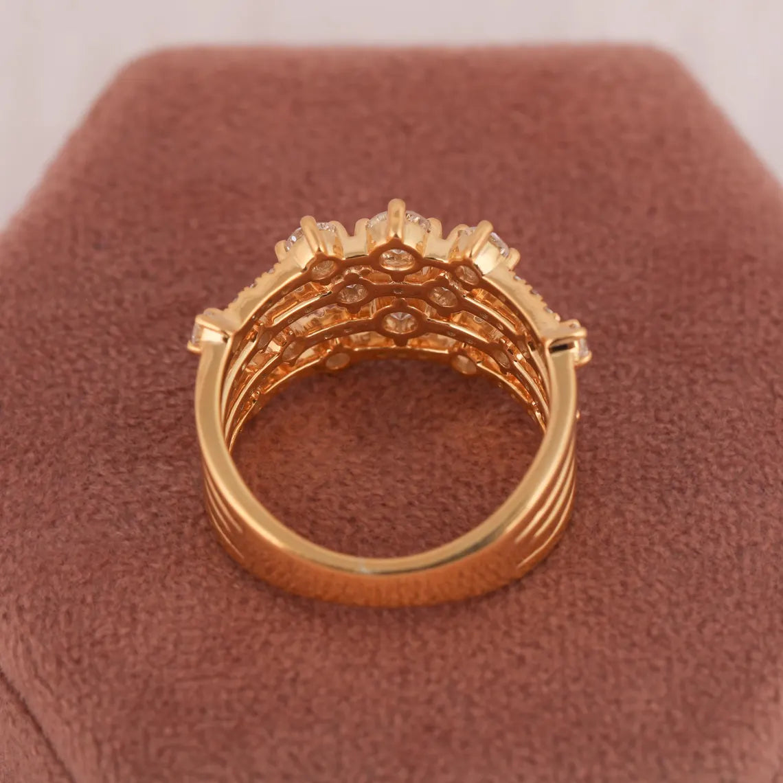 2.00 TCW Round Cut 4-Rows Lab Grown Diamond Wedding Ring