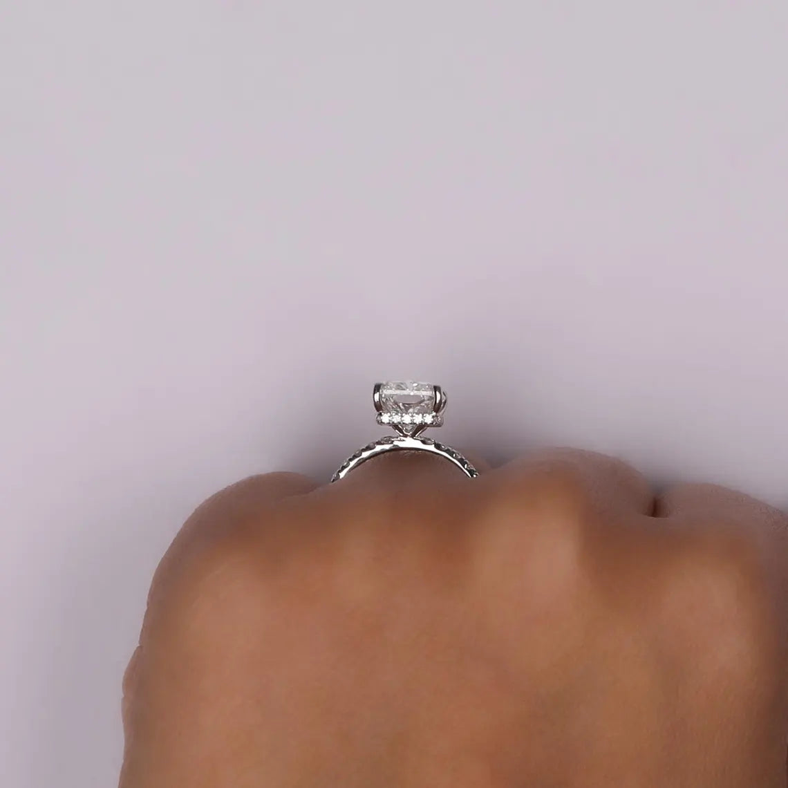 4.50 CT Radiant Lab Diamond Hidden Halo Engagement Ring