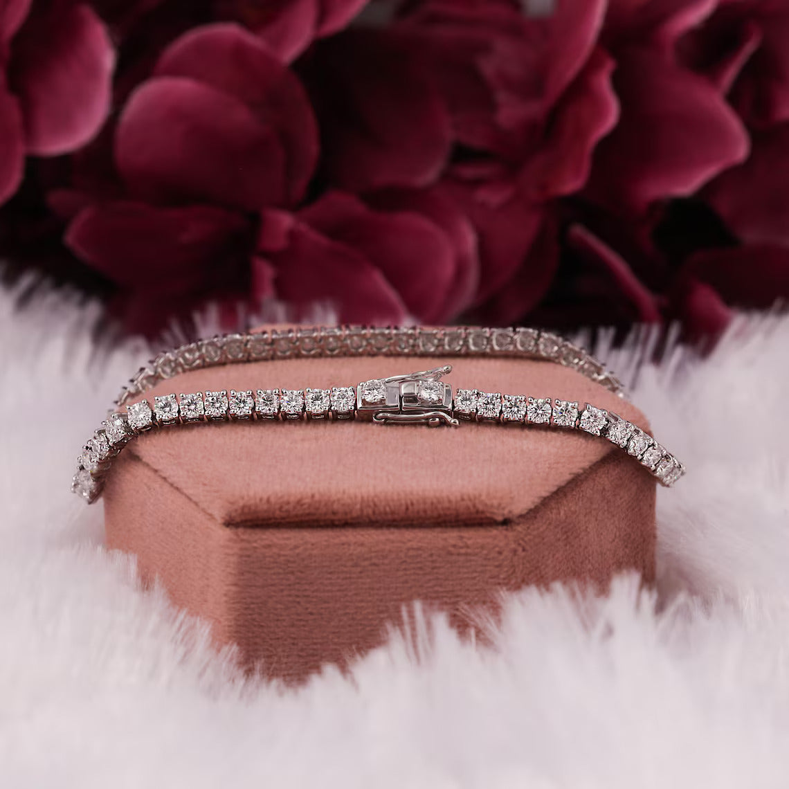 5.80 TCW Round Lab Grown Diamond Prong Set Tennis Bracelet