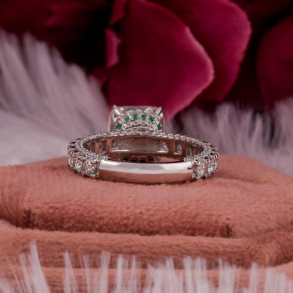3.00 CT Cushion Cut Lab Diamond Double Hidden Halo Engagement Ring