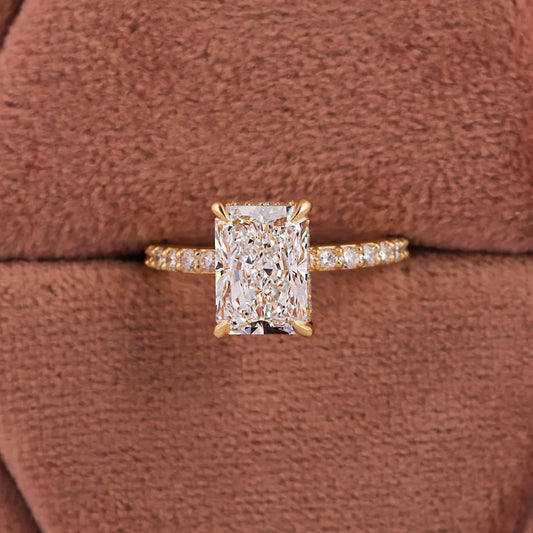 2.00 CT Radiant Cut Lab Grown Diamond Art Deco Engagement Ring