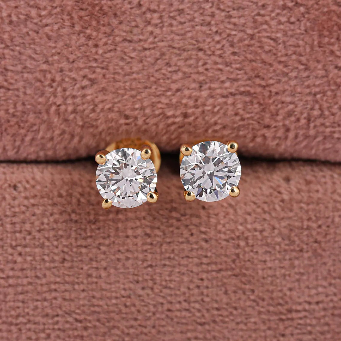 Round Cut Lab Grown Diamond Solitaire Stud Earrings