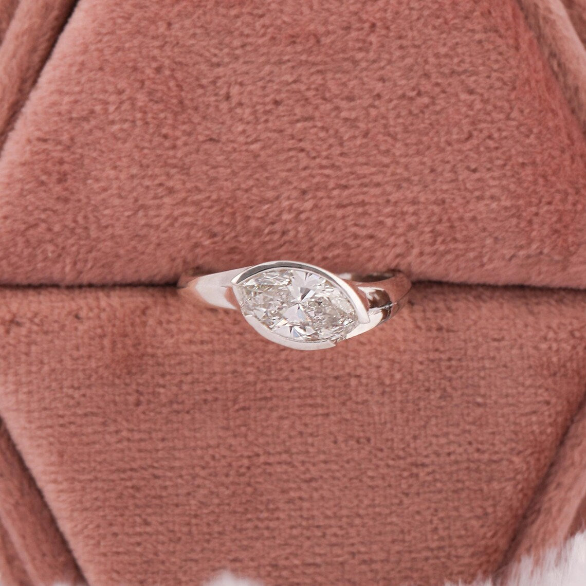 0.50 CT Marquise Cut Lab Grown Diamond East West Engagement Ring