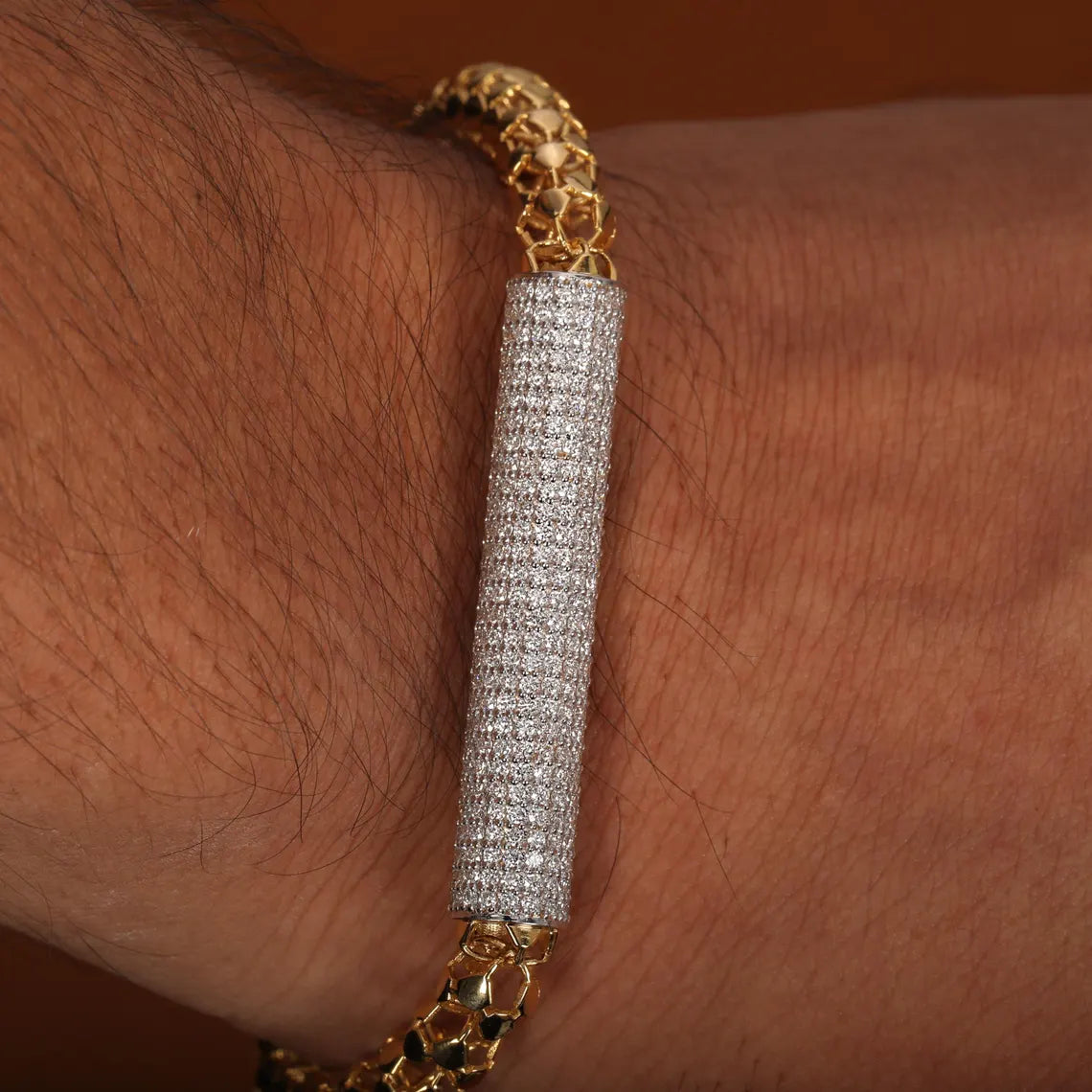 3.50 TCW Round Cut Lab Grown Diamond Men's Cuban Link Bracelet