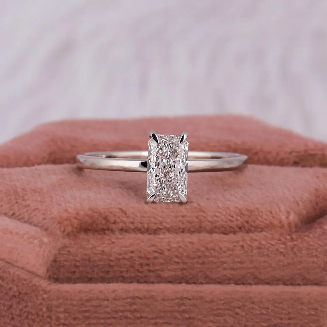 1.20 CT Radiant Cut Lab Grown Diamond Solitaire Engagement Ring