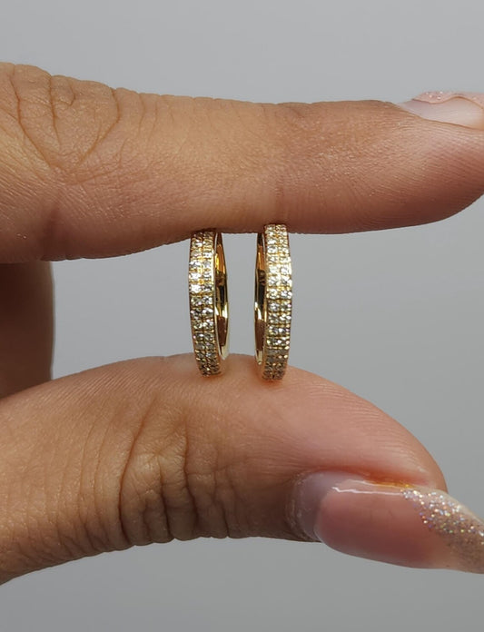 0.20 Ct Diamond Huggie Earrings, 14Kt Solid Gold Huggie Earrings