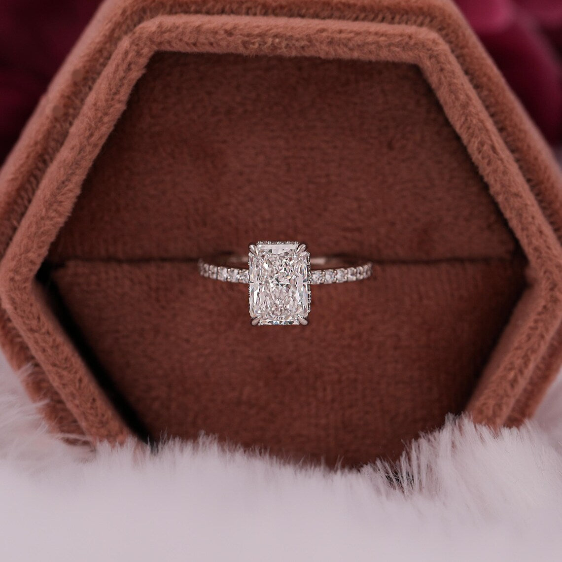 2.50 CT Radiant Lab Diamond Hidden Halo Engagement Ring