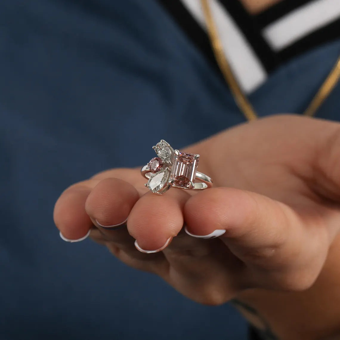 2.00 TCW Emerald Cut Lab Grown Diamond Cluster Engagement Ring