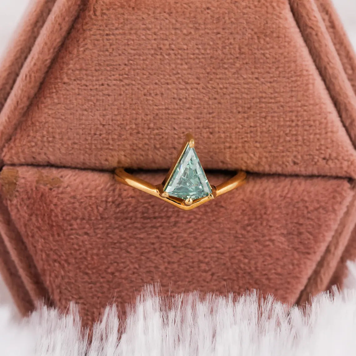 2 CT Green Kite Cut Lab Grown Diamond Solitaire Engagement Ring