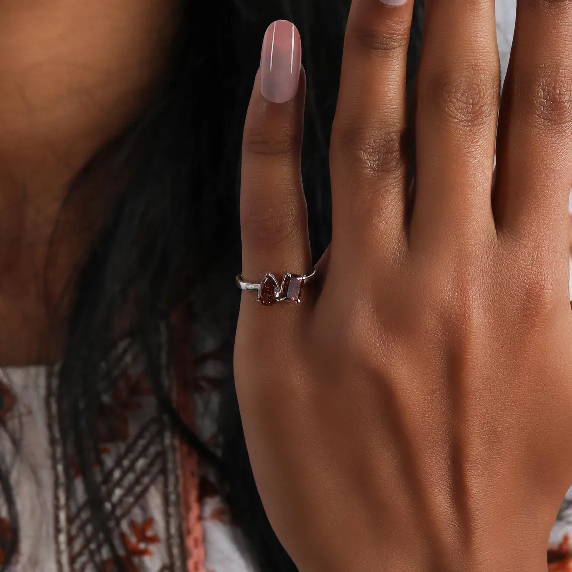 1.40 TCW Radiant & Pear Cut Lab Diamond Toi Et Moi Engagement Ring