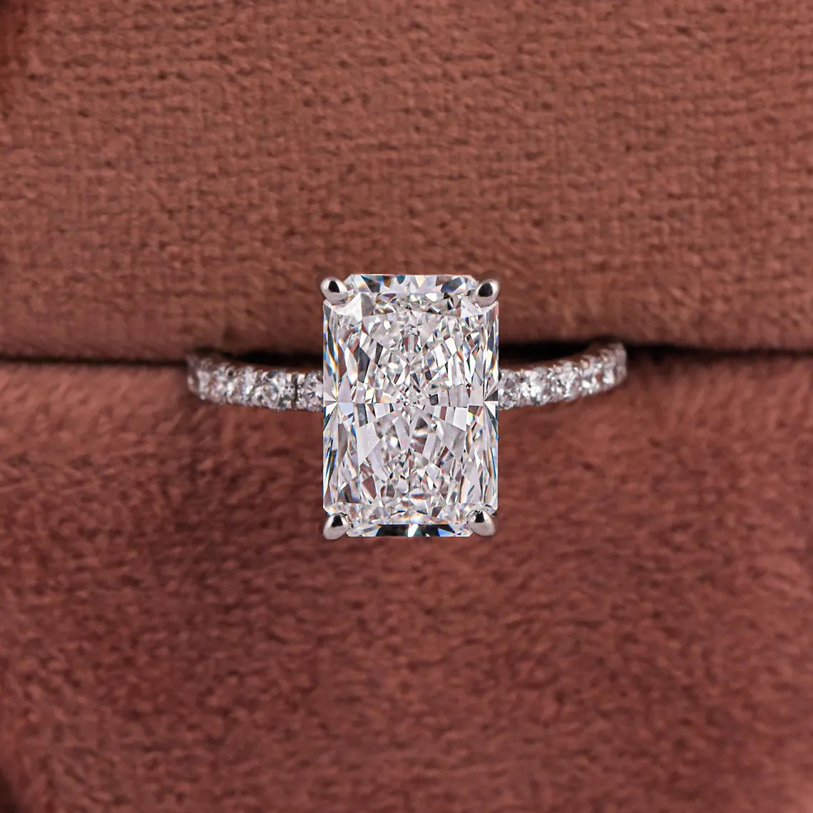 4.50 CT Radiant Lab Diamond Hidden Halo Engagement Ring