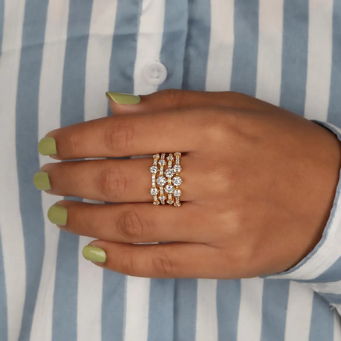 2.00 TCW Round Cut 4-Rows Lab Grown Diamond Wedding Ring