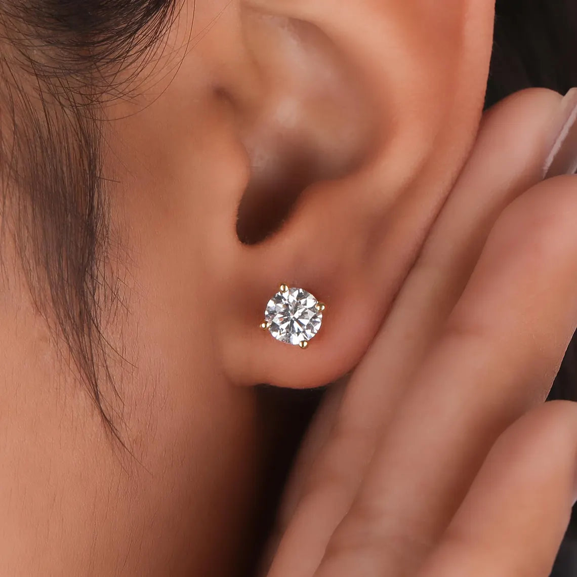 Round Cut Lab Grown Diamond Solitaire Stud Earrings