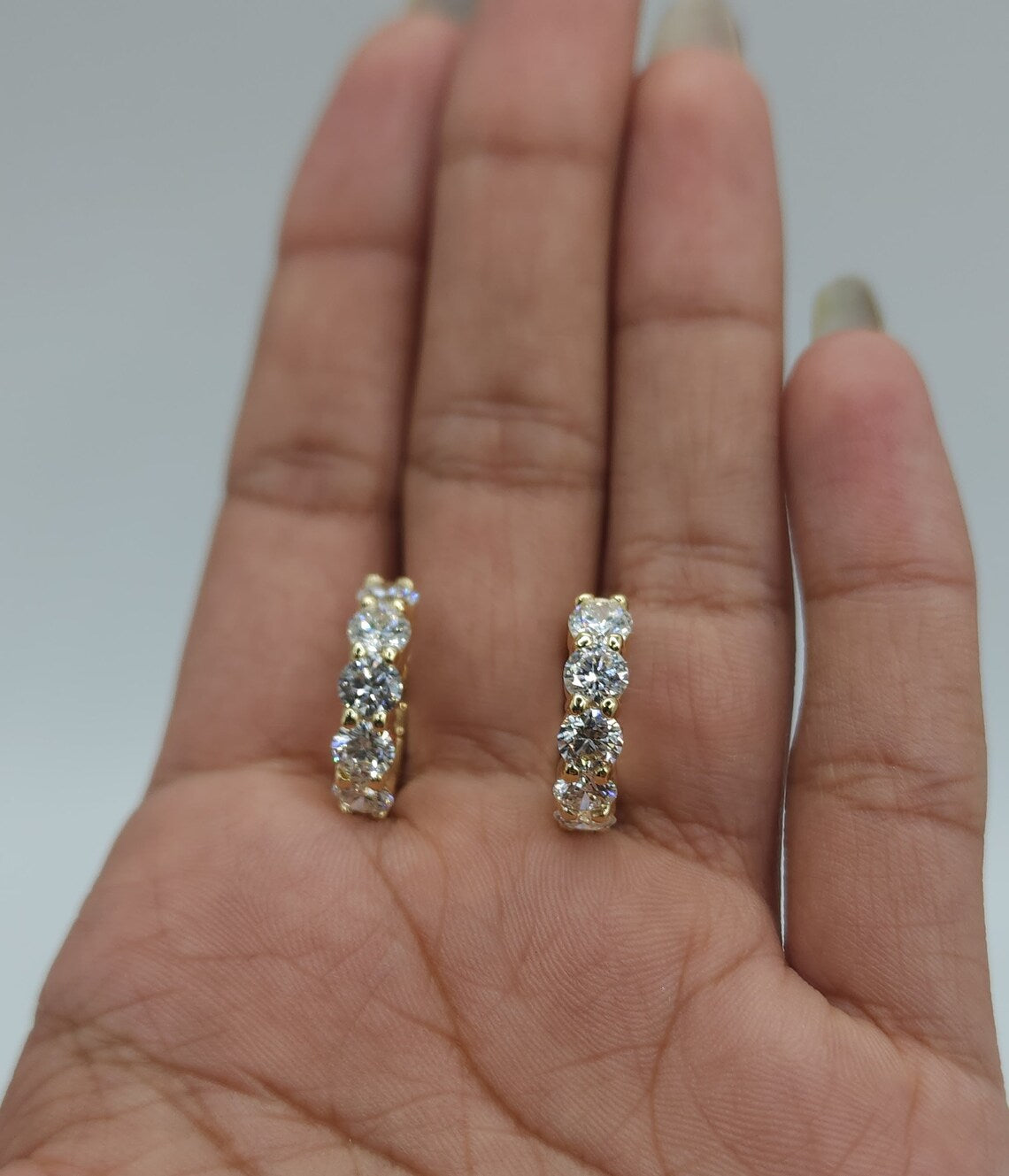 14Kt Gold 3 Prong Martini 2.50Ct Lab Grown Diamond Stud Earrings