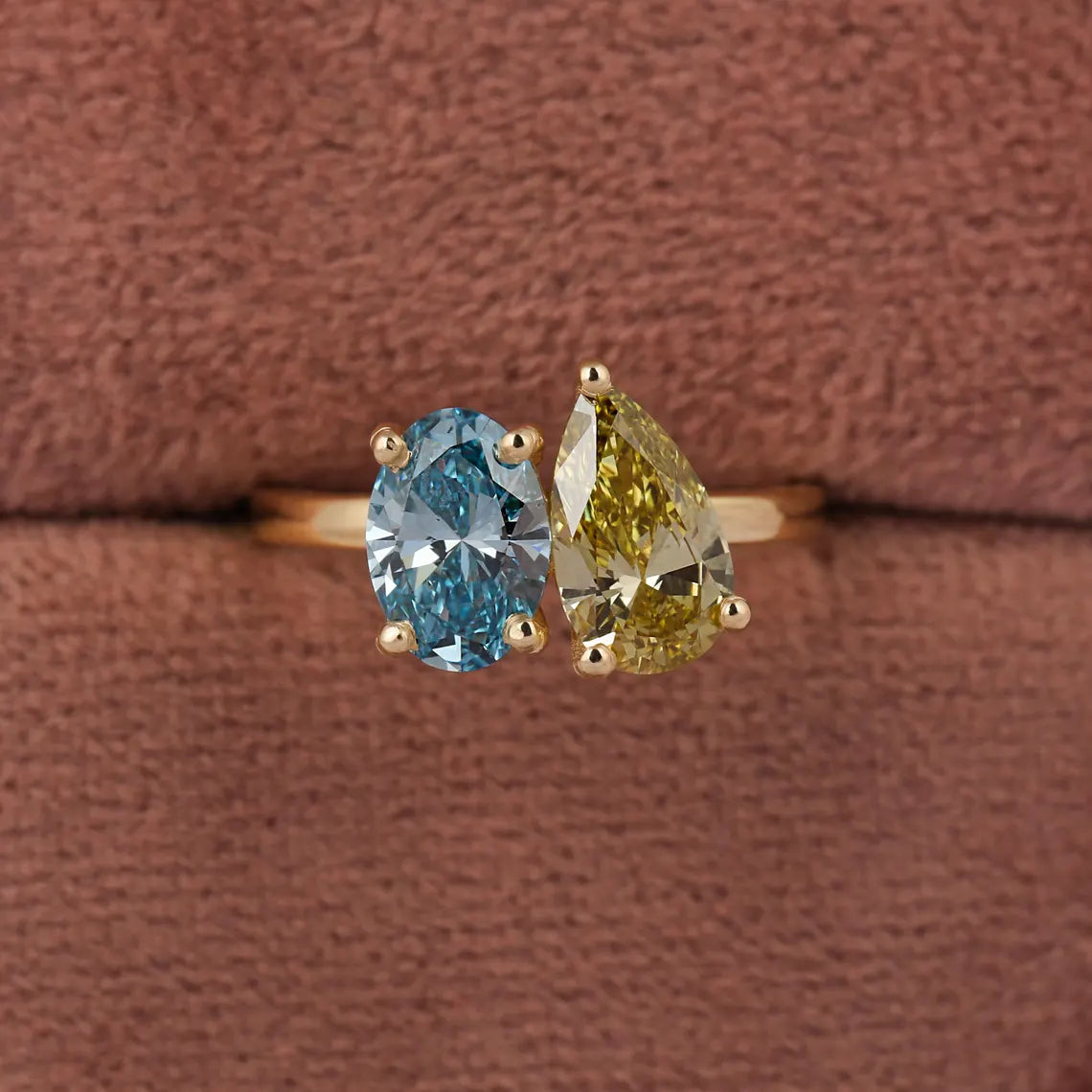 2.00 TCW Fancy Color Lab Grown Diamond Toi Et Moi Ring