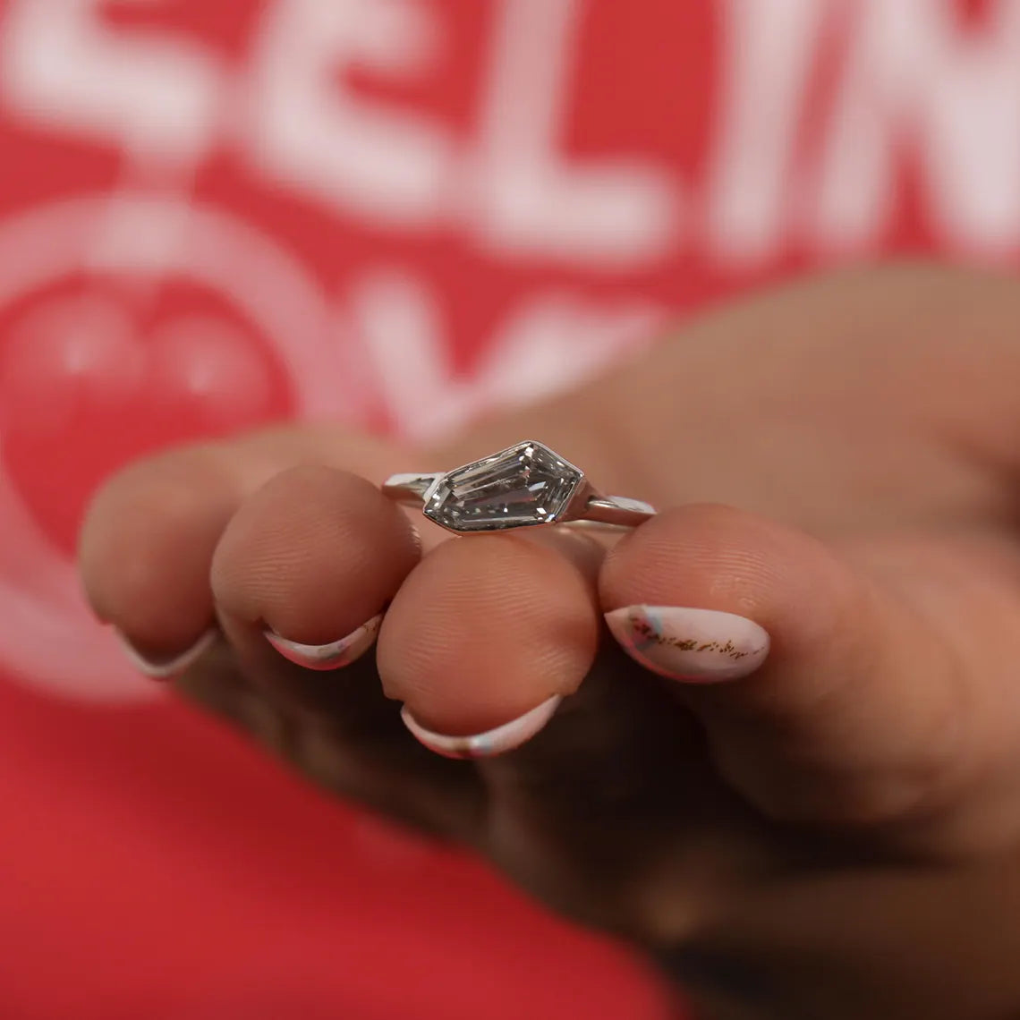 1.50 CT Coffin Cut Lab Grown Diamond Engagement Ring