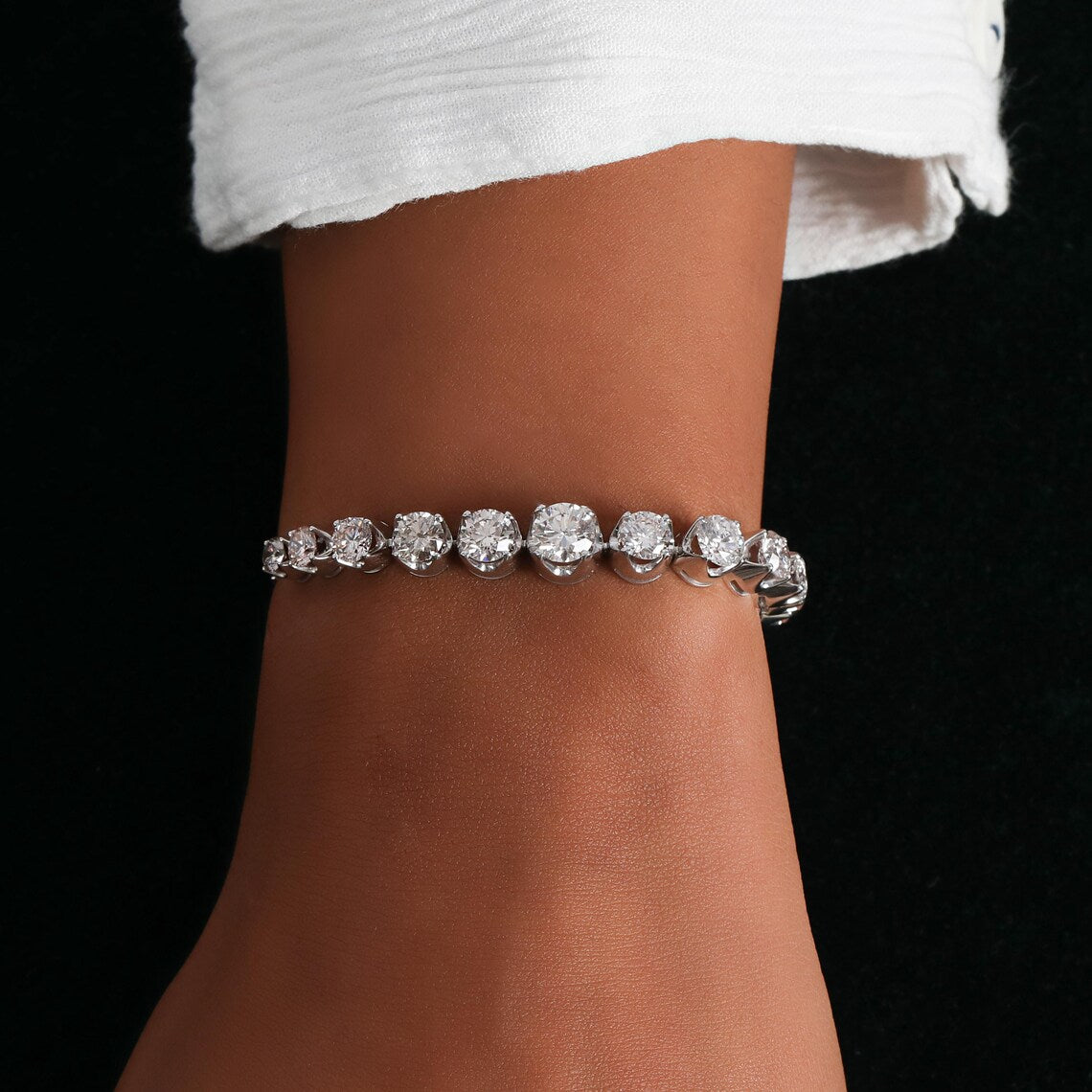 5.80 TCW Round Lab Grown Diamond Half Eternity Tennis Bracelet