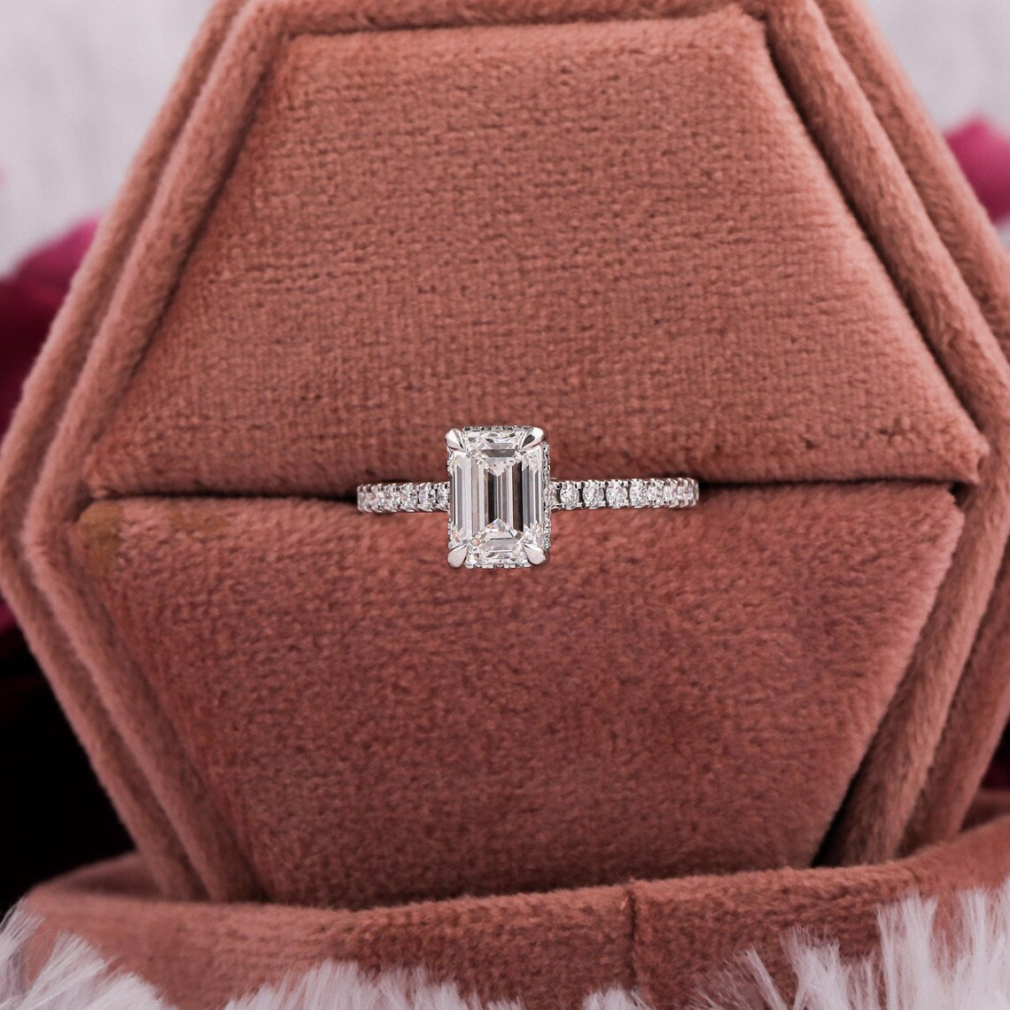 1.50 CT Emerald Cut Lab Grown Diamond Engagement Ring