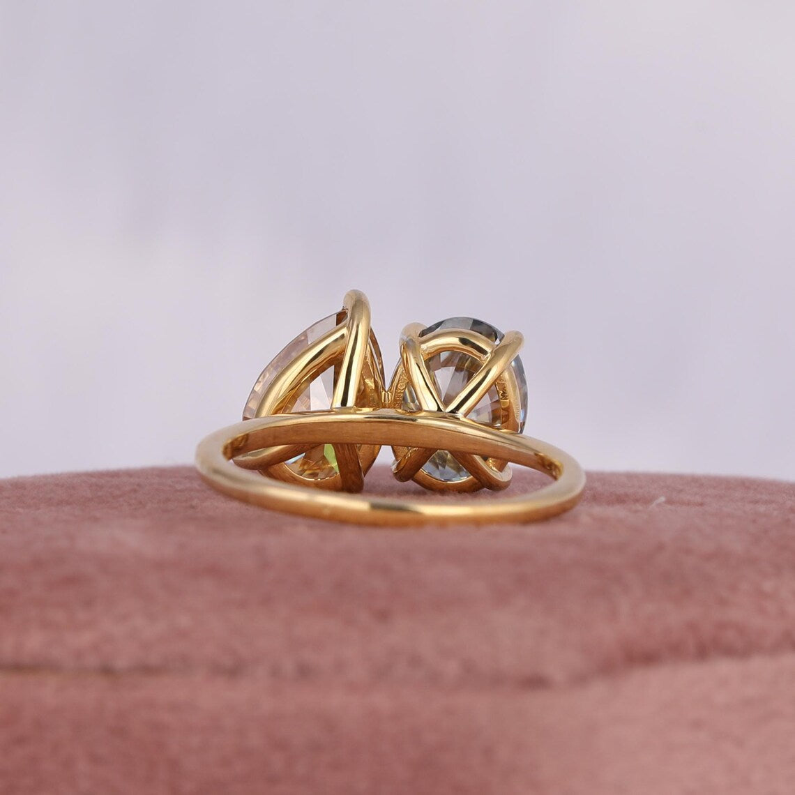 2.50 TCW Pear & Oval Cuts Lab Diamond Toi Et Moi Engagement Ring