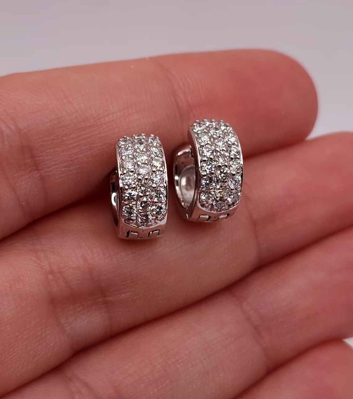 0.76 Ct Diamond Earrings, 14Kt Solid Gold Huggie Earrings
