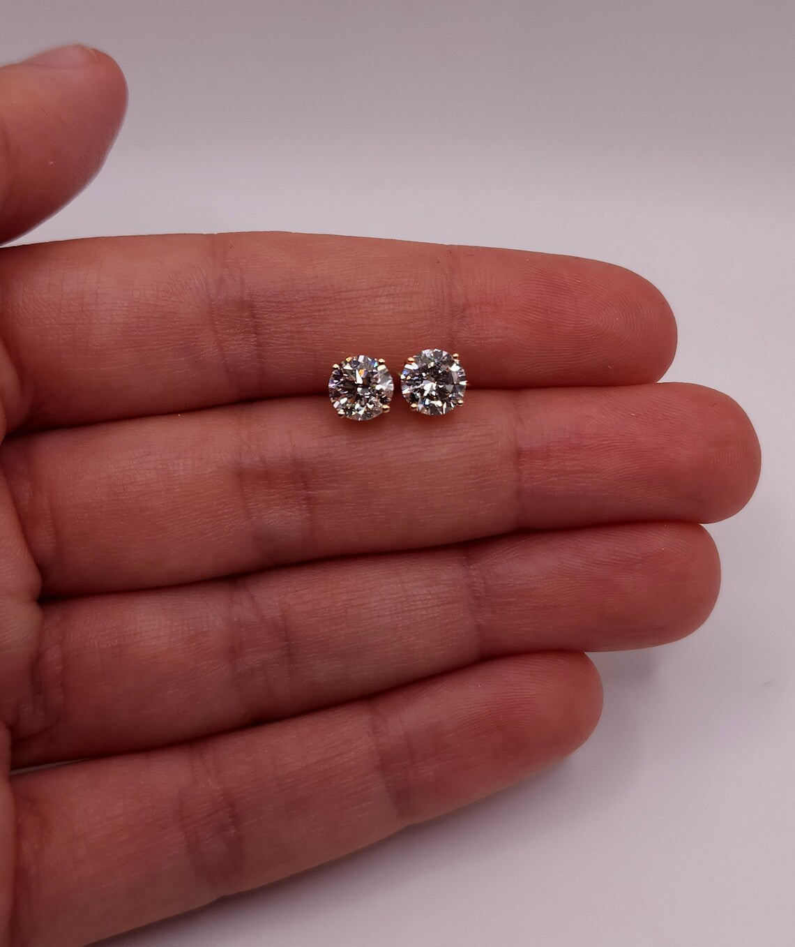 18K 2 Ct Diamond Earrings, 18Kt Gold Lab Grown Diamond Earrings