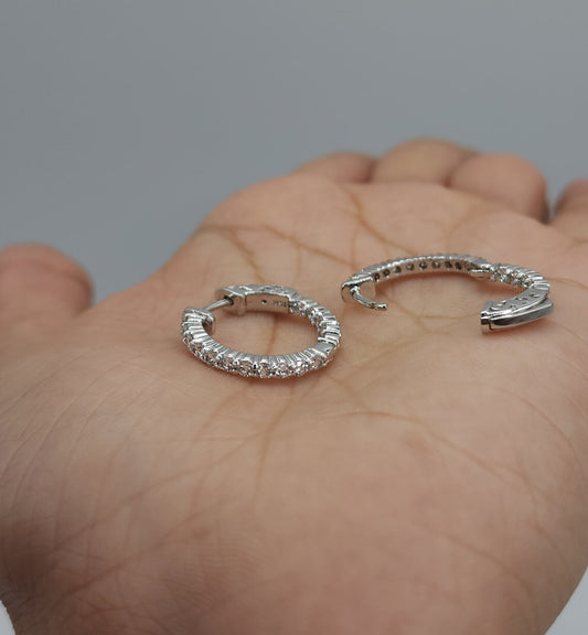 1 Ct Diamond Hoop Earrings, 14Kt Solid Gold Huggie Earrings