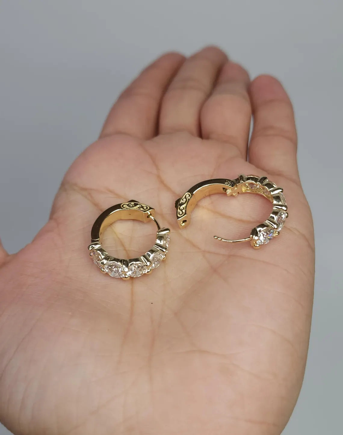 5.28 Ct Diamond Hoop Earrings, 14Kt Solid Gold Huggie Earrings