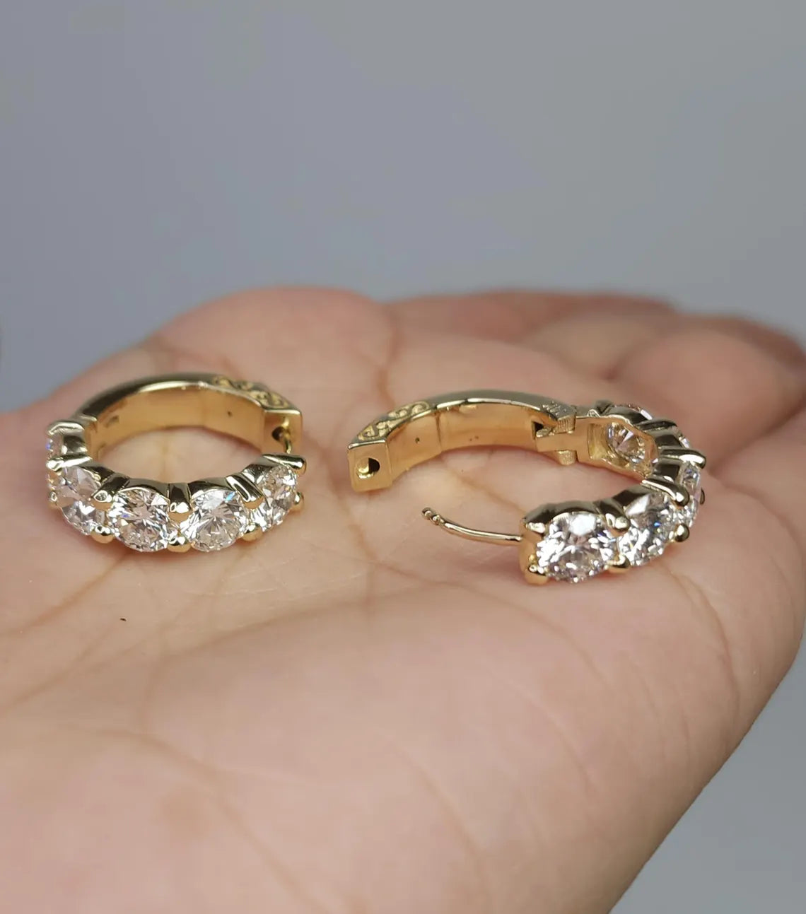 5.28 Ct Diamond Hoop Earrings, 14Kt Solid Gold Huggie Earrings
