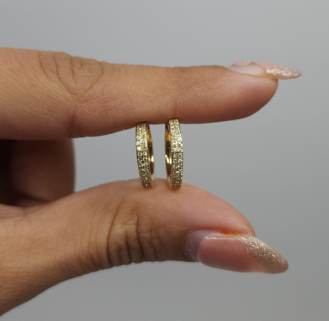 0.20 Ct Diamond Huggie Earrings, 14Kt Solid Gold Huggie Earrings