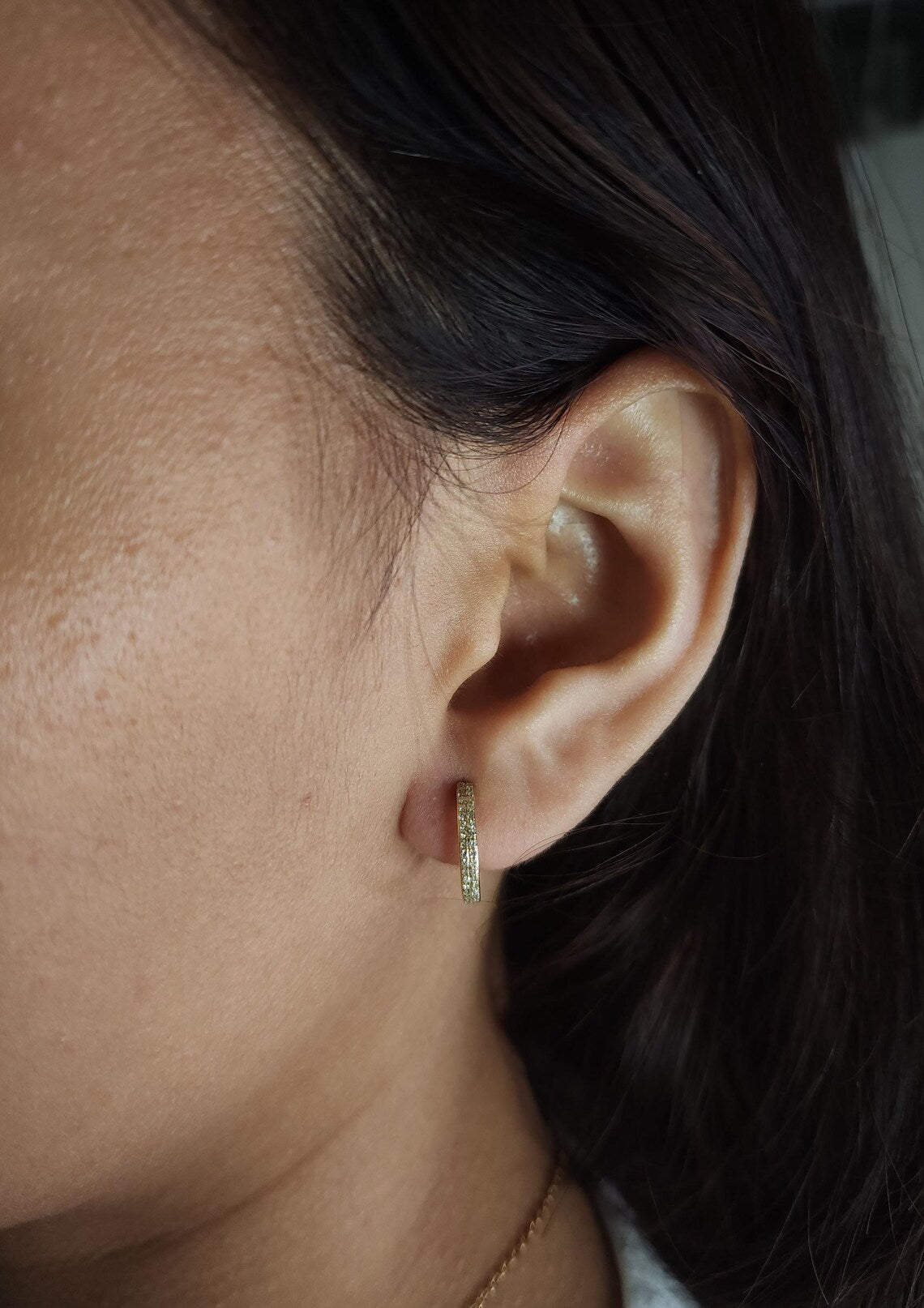 0.20 Ct Diamond Huggie Earrings, 14Kt Solid Gold Huggie Earrings