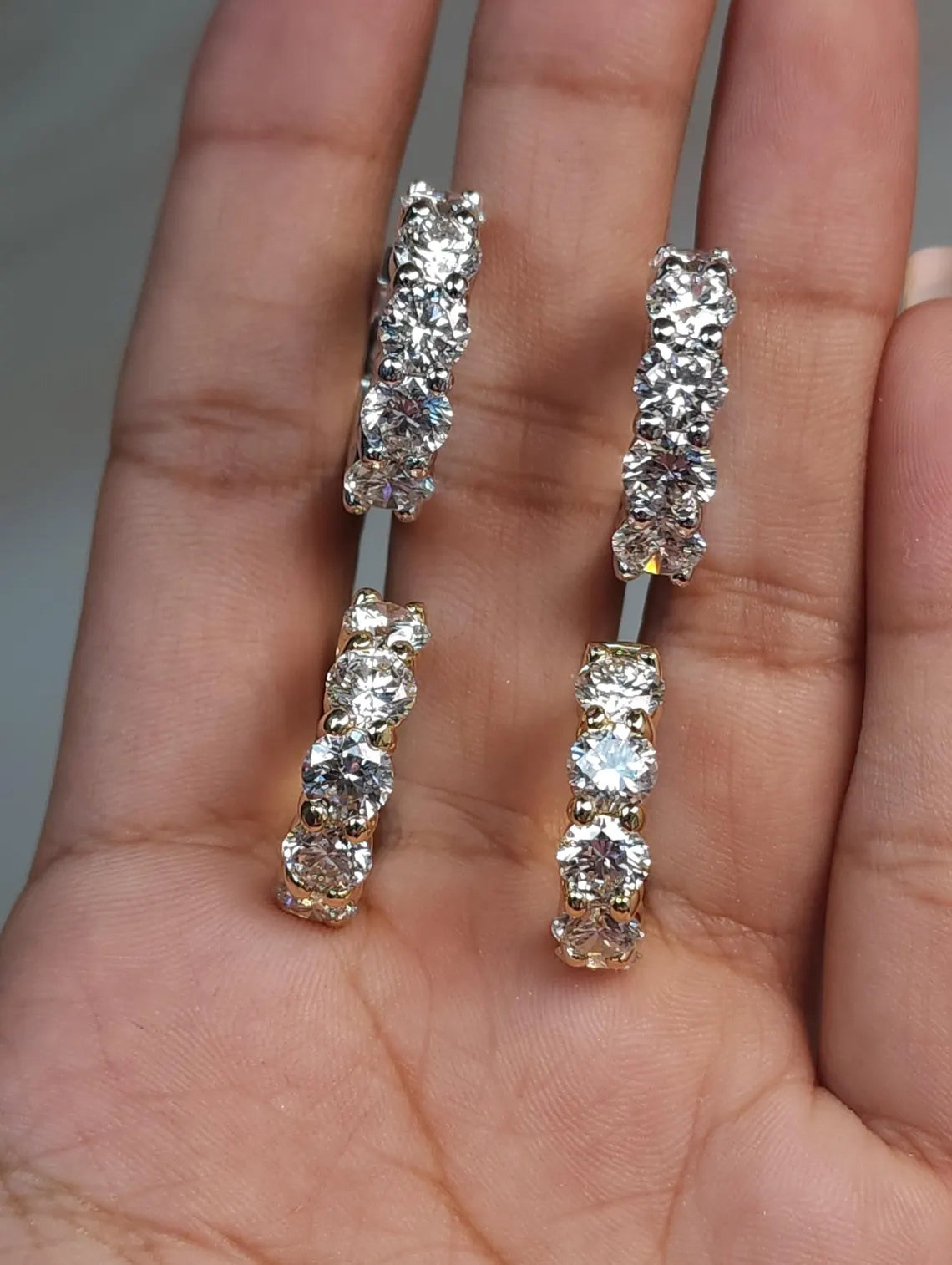 5.28 Ct Diamond Hoop Earrings, 14Kt Solid Gold Huggie Earrings