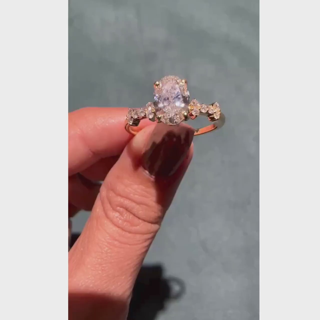 2.00 CT oval cluster style lab grown diamond engagement ring