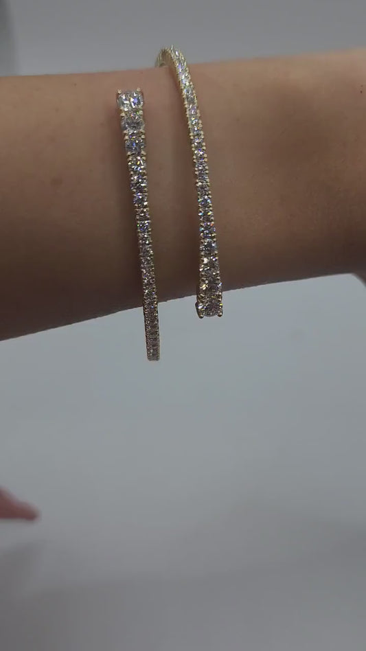 3 Ct Diamond Bangle, 14K Gold Lab Grown Diamond Bracelet