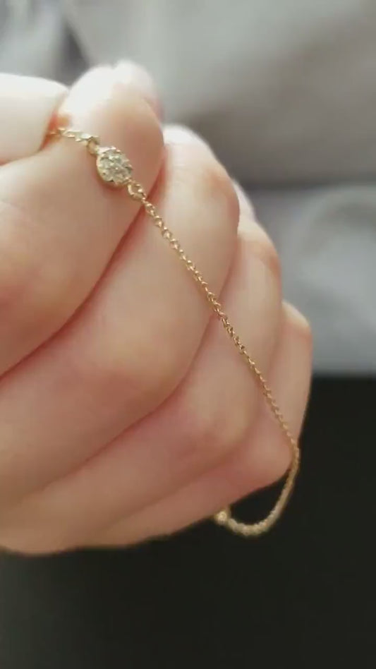 14Kt Gold Diamond Bracelet, Cluster Diamond Bracelet