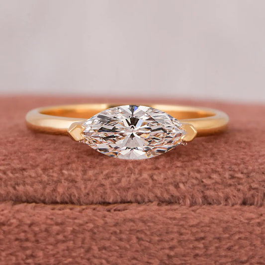 1.00 CT Marquise Cut East-West Lab Grown Diamond Engagement Ring