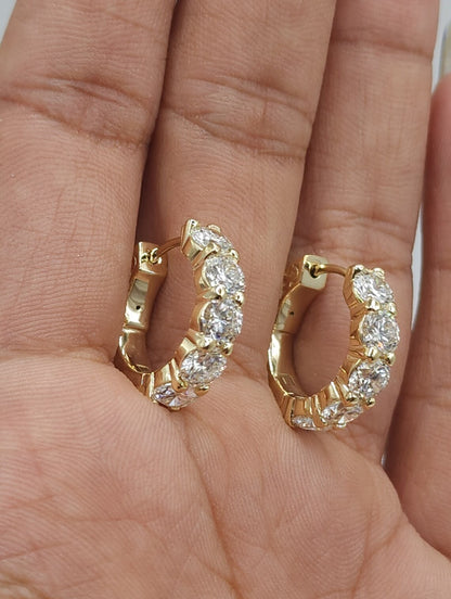 14Kt Gold 3 Prong Martini 2.50Ct Lab Grown Diamond Stud Earrings