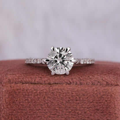 2.00 CT Round Cut Lab Grown Diamond Minimalist Engagement Ring