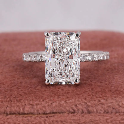 4.50 CT Radiant Lab Diamond Hidden Halo Engagement Ring