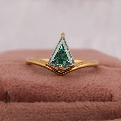 2 CT Green Kite Cut Lab Grown Diamond Solitaire Engagement Ring